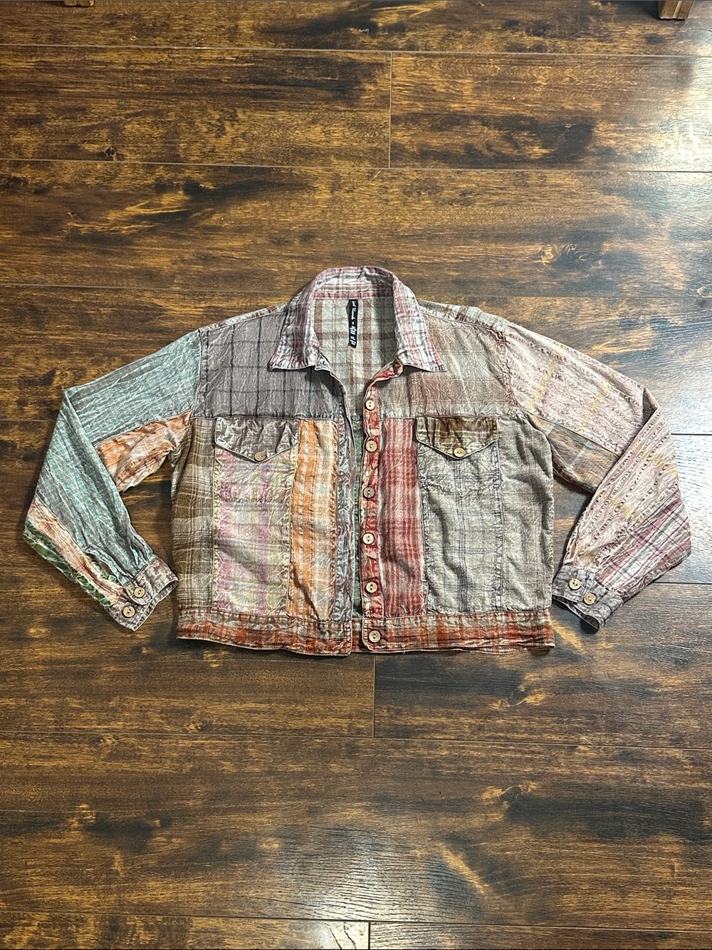 Sacred Threads 🌿 Patchwork Cropped Jacket S Boho Artsy Lagenlook
